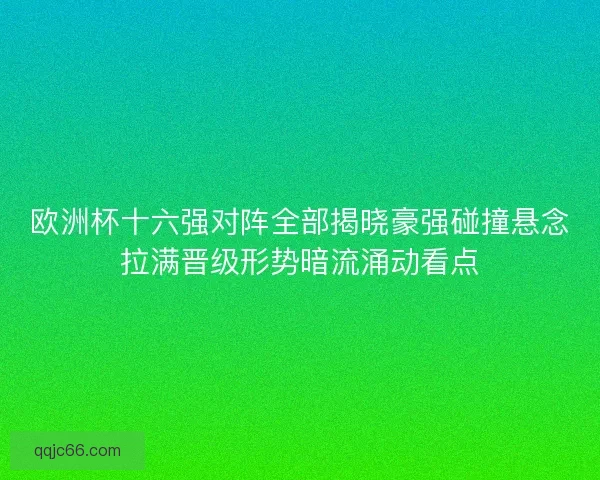 欧洲杯十六强对阵全部揭晓豪强碰撞悬念拉满晋级形势暗流涌动看点
