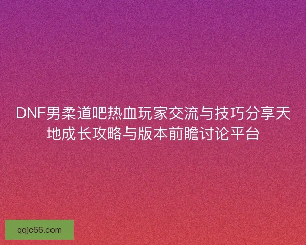 DNF男柔道吧热血玩家交流与技巧分享天地成长攻略与版本前瞻讨论平台