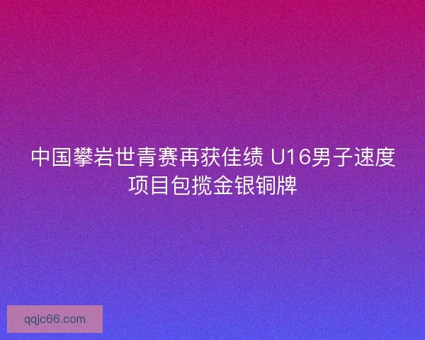 中国攀岩世青赛再获佳绩 U16男子速度项目包揽金银铜牌